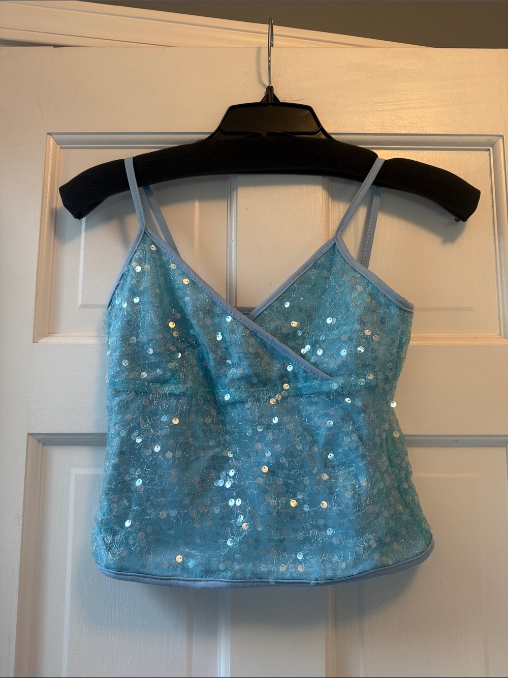 Blue Sequin Cami Crop Top - Women's Sparkle Tank